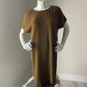 Madewell:Green Downtown Tie-back Draped Swing T-shirt Olive Brown Size S.